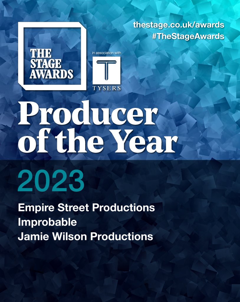 TheStage's tweet photo. Huge congratulations to our shortlist for Producer of the Year, sponsored by @todaytixuk: 

Empire Street Productions  
Improbable   
Jamie Wilson Productions 

Find out why they were shortlisted here: https://t.co/pzoYblrjvs 

#TheStageAwards in association with @TysersEnt https://t.co/Qi1xQr1RA0