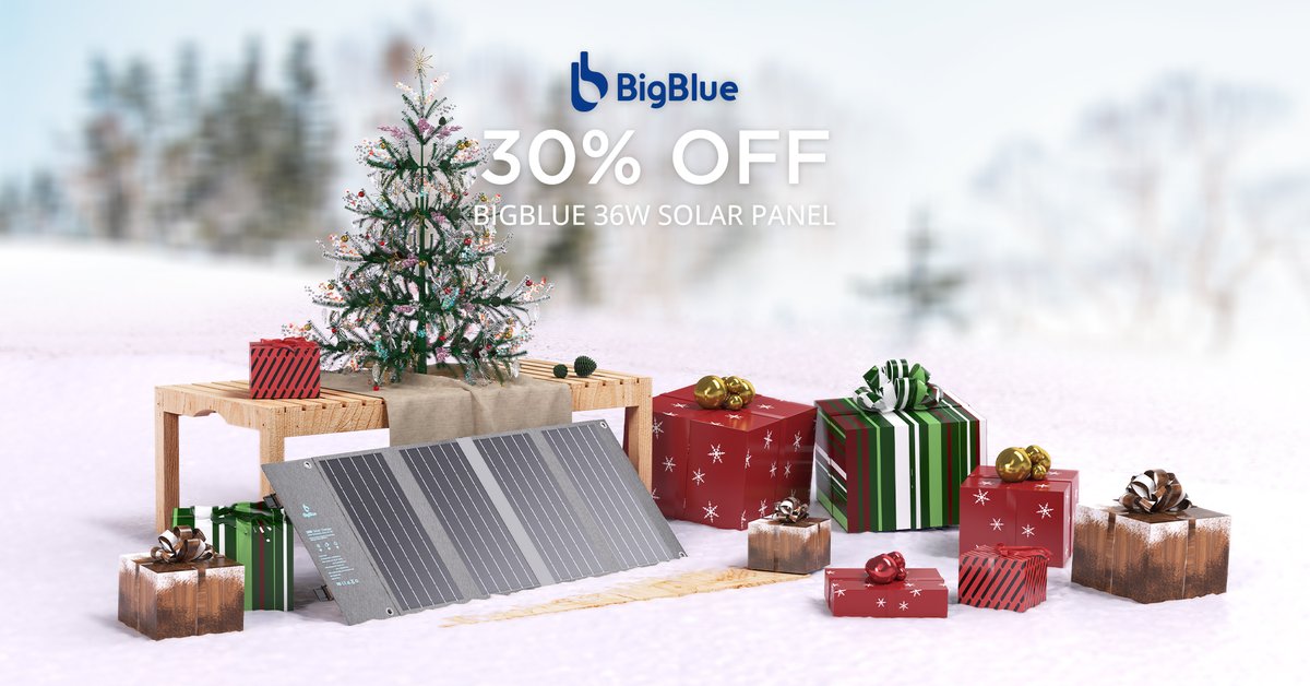🎄BigBlue Christmas Sale has Started🎊
If you are camping for Christmas, you must not miss it
👉: bigblue-tech.com/pages/christma…
Solarpowa100 Solar Panel
$199.99   $40 OFF   $159.99
BigBlue 36W Solar Panel
$109.99   30% OFF   $76.99
BigBlue 28W Solar Panel
$99.99   40% OFF   $59.99