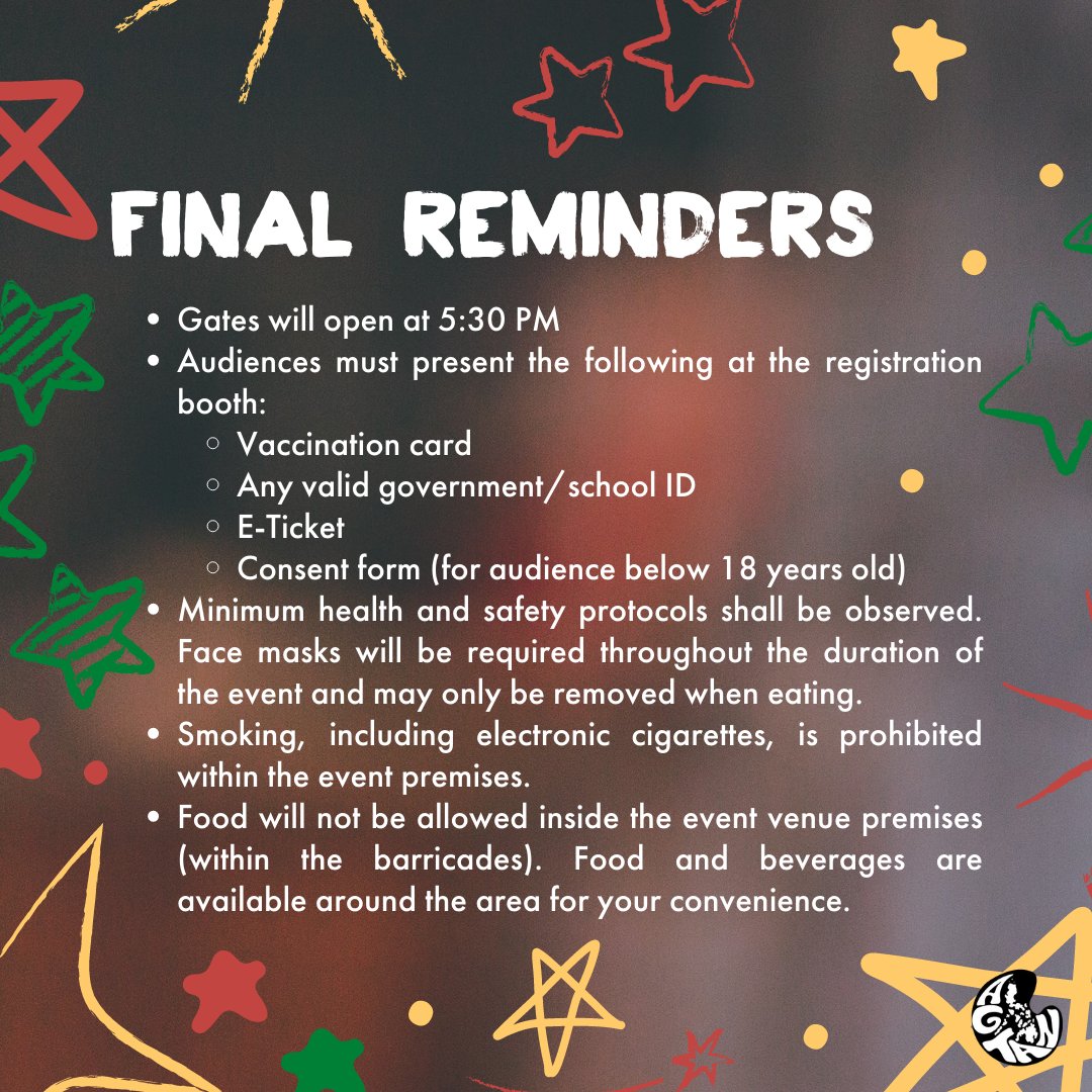 agtan_ph's tweet photo. 1 more day to go before Agtan as One 2022! 🎄

To have a smooth-sailing experience, don’t forget to read the post below for some reminders about the event. 😌📝

Tickets are still out for purchase! GET YOURS NOW FOR ONLY 300 PESOS TODAY  🫣⬇️

https://t.co/6OumX6bQGS https://t.co/6Dvm4plJRb