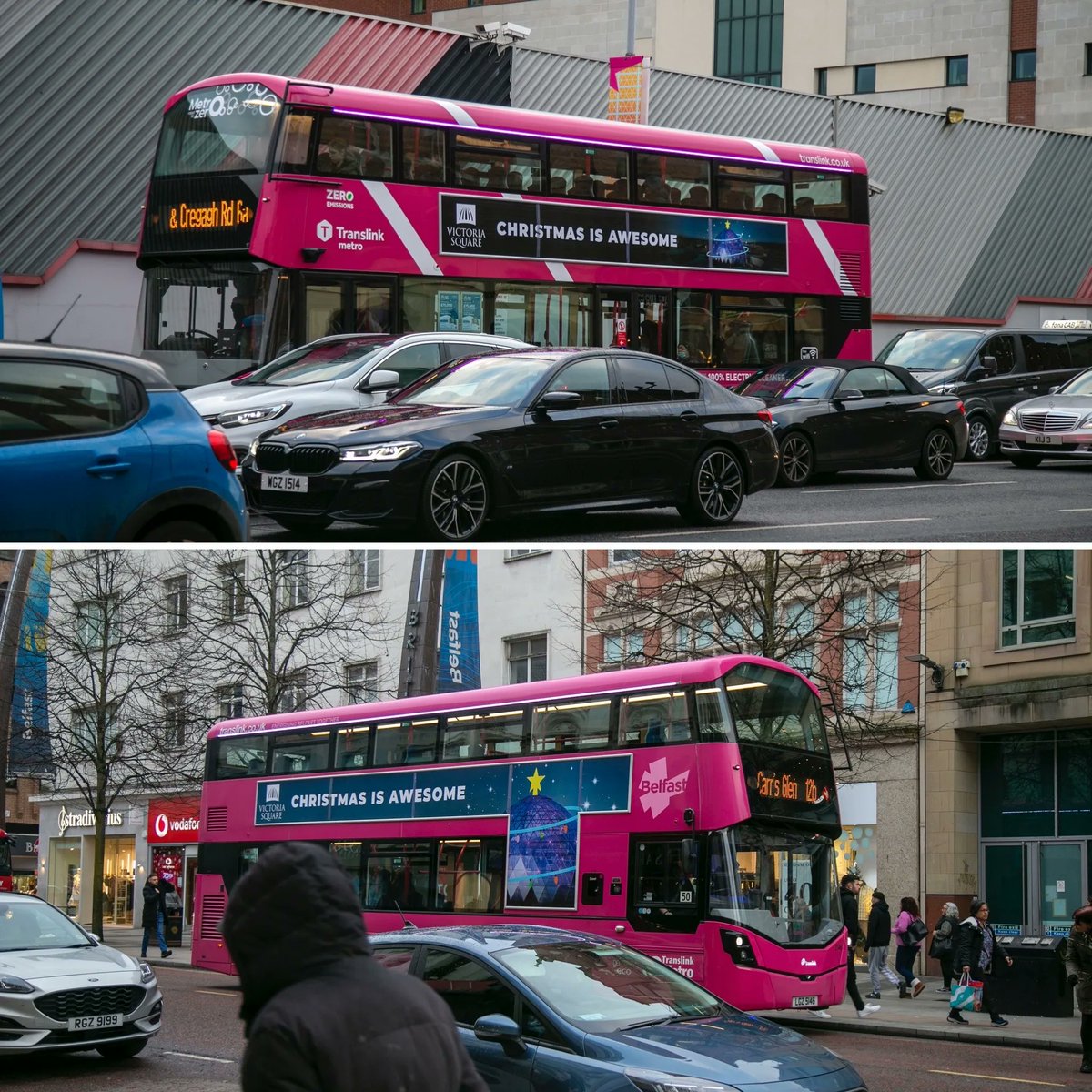 Bus: Best of Both! 🚌✨🌟

@Victoria_Square combine both road facing T-Sides and pedestrian facing Supersides to create an unmissable campaign and drive audiences to #Christmasshop at their awesome selection of stores 🛍️

🏷️ #mediahive 

#VictoriaSquare #Belfast #shoppingcentre