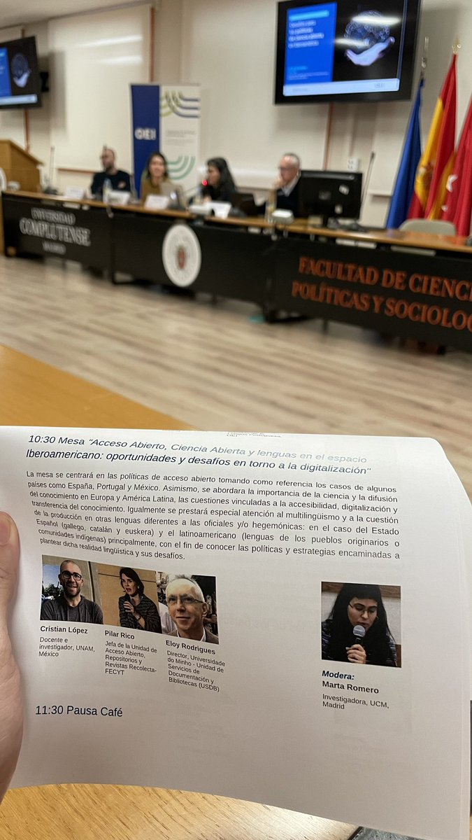 Mesa “Acceso Abierto, Ciencia Abierta y lenguas en el espacio Iberoamericano: oportunidades y desafíos en torno a la digitalización” @FECYT_Ciencia @EspacioOEI @CCPPySOCUCM @unicomplutense