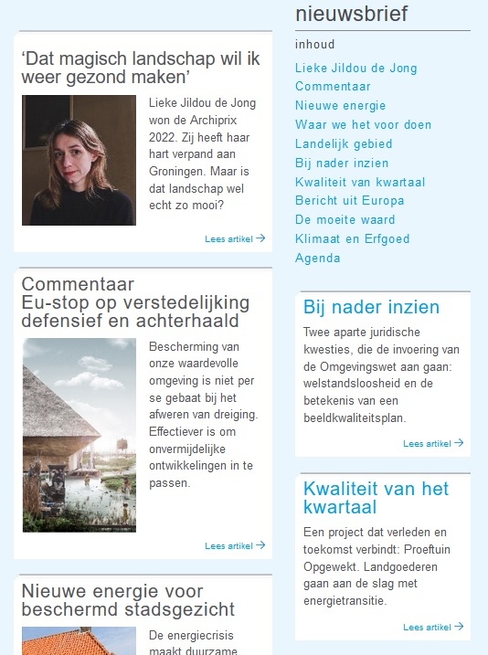 Nieuwsbrief FRK #62 verschenen. Met Lieke Jildou de Jong, Duurzame beschermde stadsgezichten, Land beschermen tegen verstedelijking? en stikstofbeleid of kwaliteitsbeleid #NPLG? 
mailchi.mp/73cf96e01e37/n… En de status van beeldkwaliteitplan in de #Omgevingswet