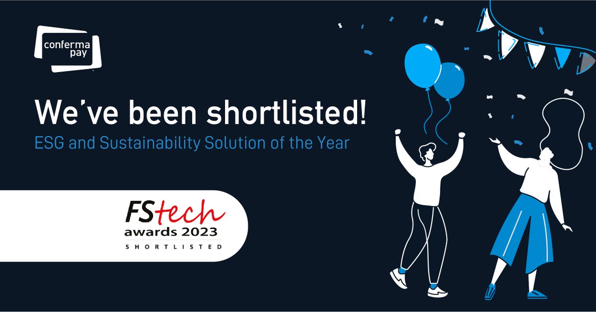 Conferma_'s tweet photo. 📢 WE'VE BEEN SHORTLISTED!

For ESG and #Sustainability Solution of the Year at The @FStechnology Awards 2023 for our Carbon Reporting initiative ♻️

View full shortlist here: https://t.co/M2ybnB6CNP

#FSTechAwards2023 #FSTech #CarbonReporting #BusinessAwards #Payments https://t.co/1X1ZQgSMMK