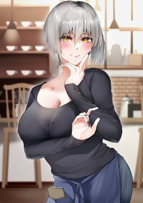 行きつけ喫茶店のバイトちゃん51
「今日はずっとニマニマしてるバイトちゃん」 