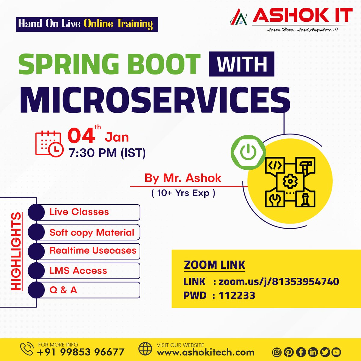 ashokitschool's tweet image. ๐ Spring Boot & Microservices ๐
โ๏ธ Enroll Now : bit.ly/3ErmRiz
๐ Free Demo On 04th-Jan @ 7:30 PM IST
๐ Visit : ashokitech.com
CALL NOW: +919985396677
#SpringBootcourse #SpringBootMicroservicesOnlineTraining #SpringBootMicroservicesOnlineCourse #springboot