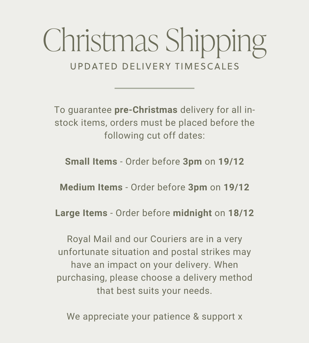 A reminder for our customers ♥️