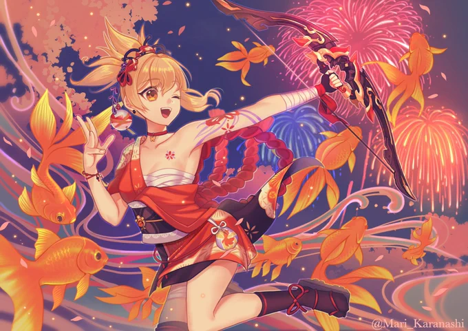 #今年も残りわずかなのでお気に入りの4枚を貼る今年は原神のおかげでたくさん絵が描けた1年だったなぁ、感謝 