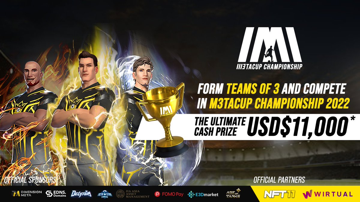 Have you formed your teams?

Did you know that your team can win from themselves $1,100 $BUSD EACH if they're the top of the leaderboard?

Register for #M3TACUP and form your teams now: dashboard.m3tacup.io/login