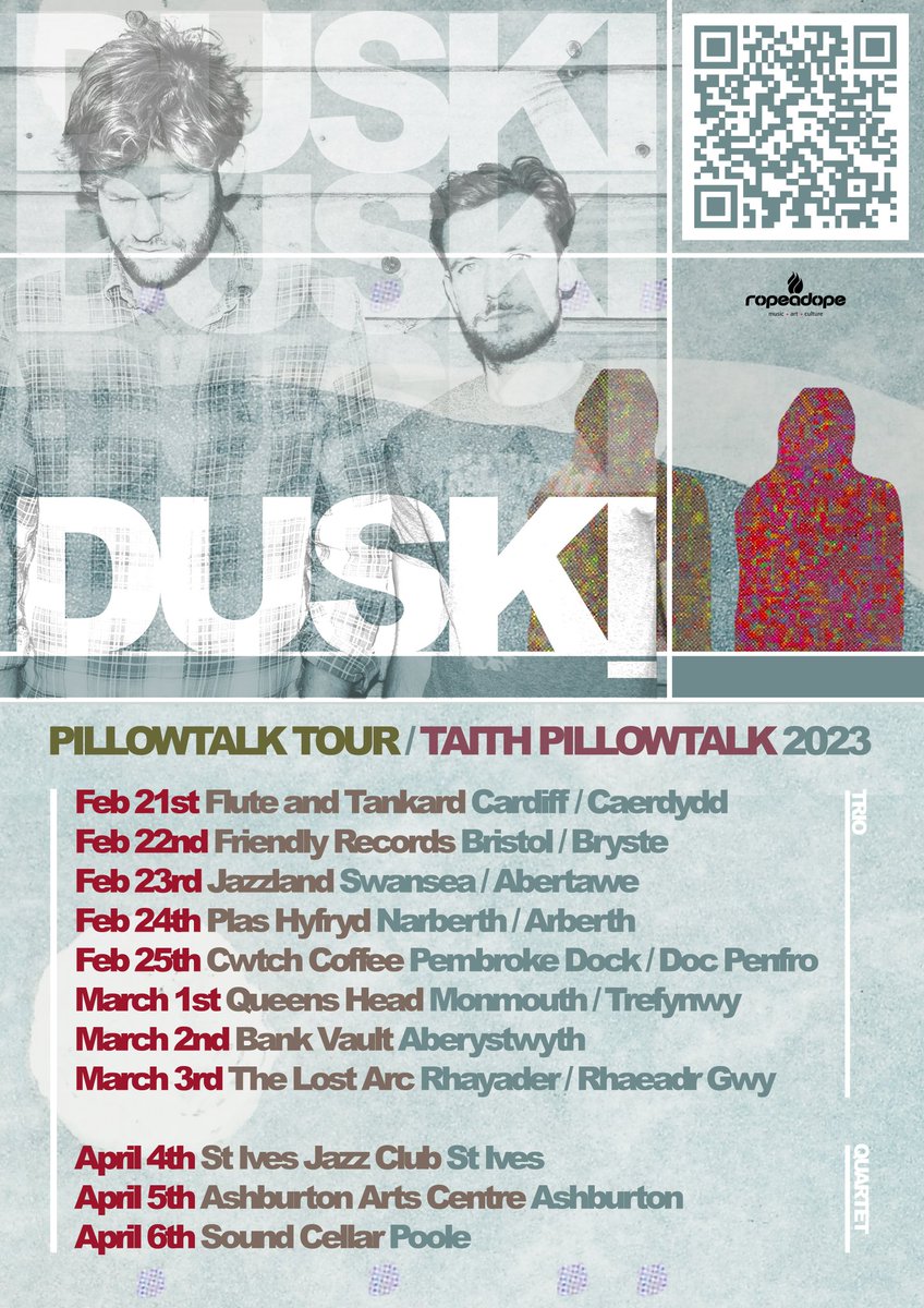 We are really excited to announce our 2023 tour. Come see us! 
@FluteandTankard @recordsfriendly @Swansea_Jazz @SpanArts @cwtch_coffee @The_Lost_ARC @StIvesJazz @ashburtonarts @sndcellarpoole