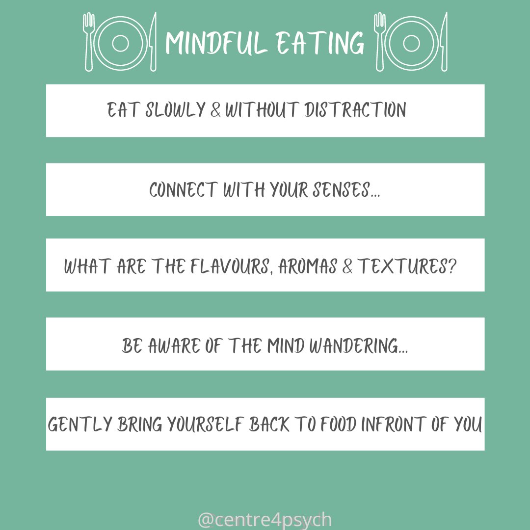 Centre4Psych's tweet photo. Do you ever find yourself eating because you have to, forgetting to eat completely, or finishing your meal without realising? Mindful eating can help us to take our time, appreciate and enjoy our food.

#mindfulness #mindfulnesspractice #mindfuleating #eatingmindfully https://t.co/mlTuMfqkpg