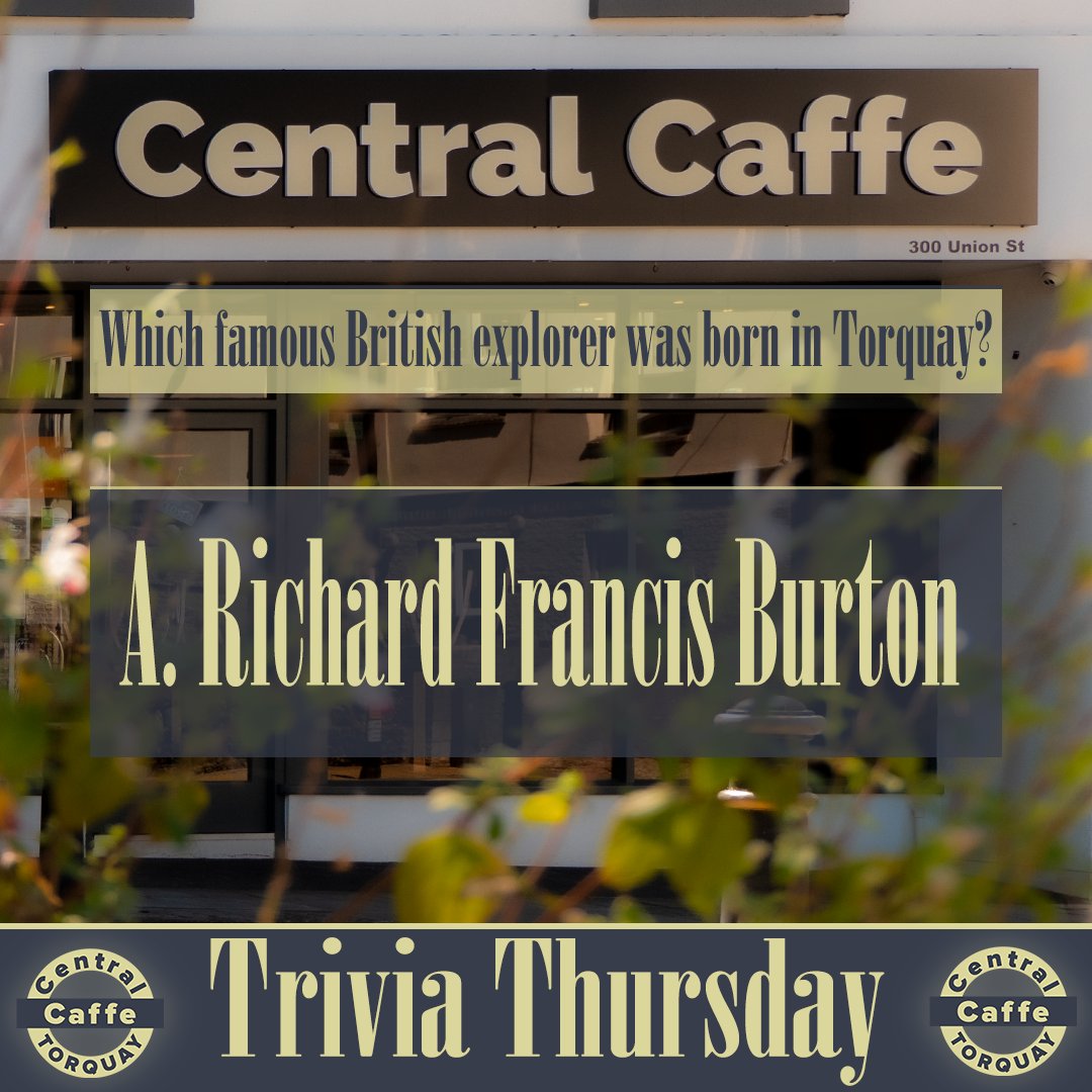 CentralCaffe's tweet image. We are continuing Trivia Thursday! 😎📖

The answer for last week was A!

Today's Question
Where is the highest cliff-top promenade in England?🗻
Torquay
Goodrington
Babbacombe
Brixham

Let us know your answers in the comments below!

See ya in a week! 😀

#trivia #torbaytrivia