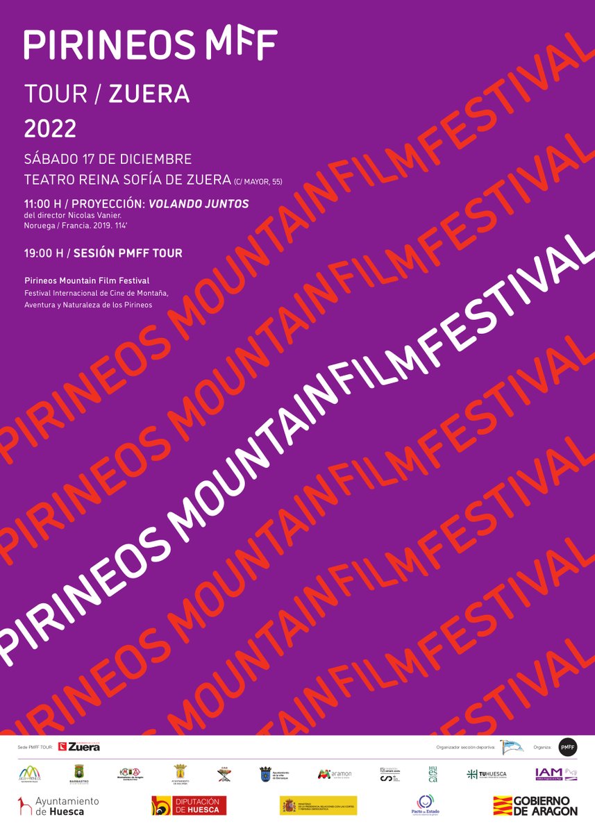 PirineosMFF's tweet photo. ¡El #PirineosMMF recala este fin de semana en #Zuera!
Con este evento, el festival finalizará su gira de presentación por el territorio nacional.
📅17 de diciembre 2022
⌚ 11:00h Película «Volando juntos»
⌚ 19:00h Selección cortos #PMFF.
📍Teatro Reina Sofía https://t.co/BYc1LYPO5F