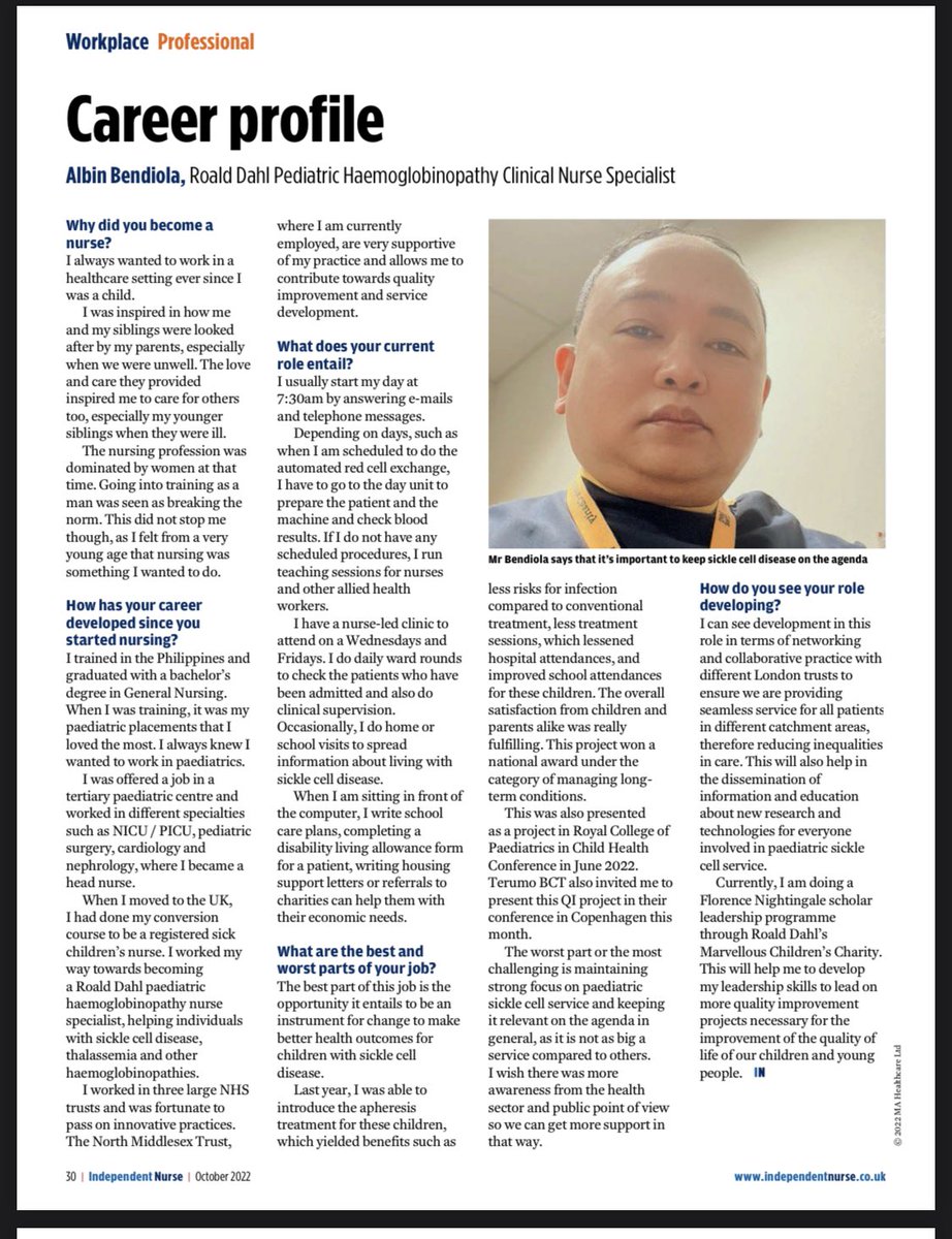 I âm featured in independent nursing magazine