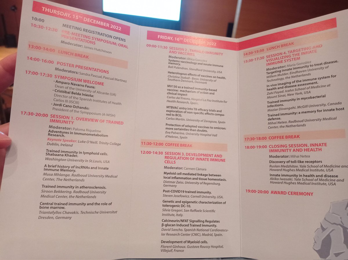 arlosdel's tweet photo. Terrific panel of speakers for the WISH-A meeting in Alicante. Really thankful to have been invited to give a talk. Thank you @inmunotek. Feeling strong from @IdipazScience !! https://t.co/yRCKHrxJ16