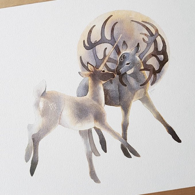 「deer watercolor (medium)」 illustration images(Latest)