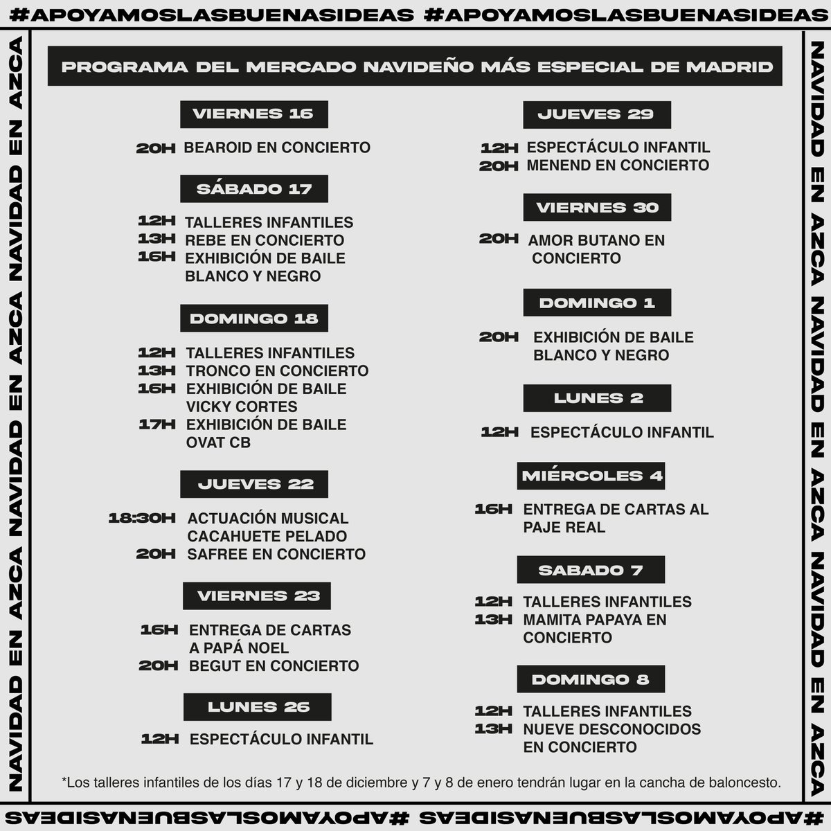 Os dejamos por aquí la programación completa para que no te pierdas nada 💫 Vamos que ya está aquíiiii #NavidadEnAzca✨mercadodediseno.es/navidad-en-azc…

#MercadoDeDiseño #apoyamoslasbuenasideas #diseño #market #marketspain #mercadodediseño #mercadodediseno