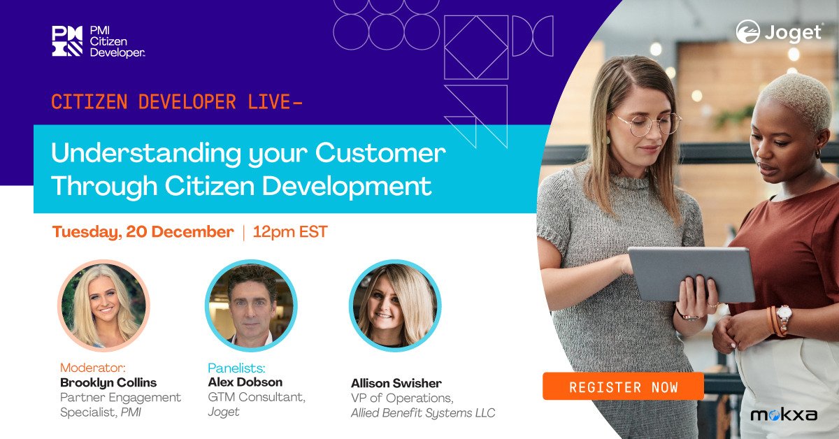 #CitizenDevelopment - ready to change and win the digital transformation game? Let’s discuss how one pioneer company did it!!

Register webinar at bit.ly/3uTuZCY.

#NoCode #LowCode #Innovation #OpenSource #AppDev #DigitalTransformation

<a href="/PMInstitute/">PMI</a> <a href="/jogetworkflow/">Joget, Inc.</a>