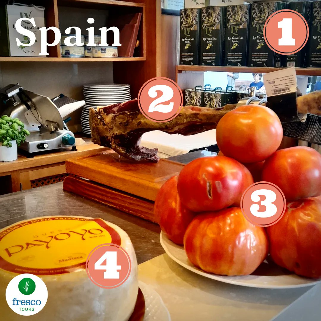 fresco_tours's tweet photo. A typical Spanish bar/café. 
Can you name the items that appear in the image?

The photo was taken last October in Ronda on our Andalucian Affair Tour.
#VisitSpain #Andalucia #Ronda #FrescoTours #OliveOil #IberianHam #Cheese #Tomatoes #HealthyEating #HealthyFood #Foodie https://t.co/abJg21dVhP