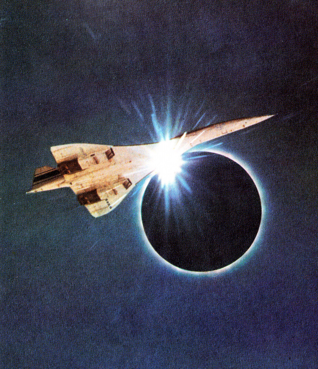AviationMarlene's tweet photo. 1973, Concorde followed an eclipse thanks to its Mach 2 speed (shadow of the moon moves almost at the same speed). It is the 001 which will be modified for the mission with the addition of scientific equipment, and drilling of new windows. It will follow the eclipse during  74min https://t.co/q7YEpGjRVk