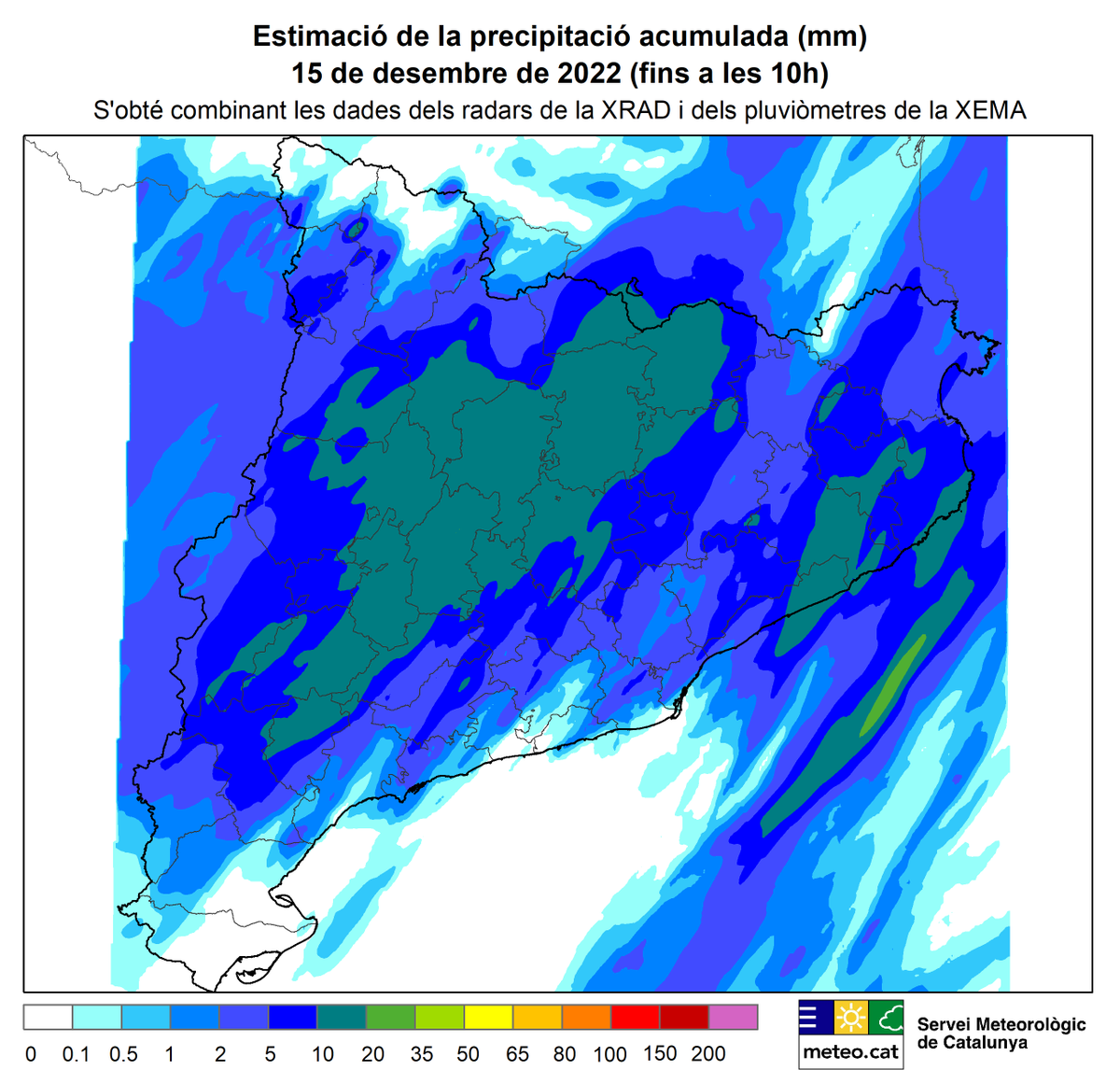 meteocat's tweet photo. Les darreres hores ha tornat a ploure a gairebé tot Catalunya.
S'han acumulat més de 15 mm de pluja, per exemple, cap a l'#Urgell,  el #Solsonès o la #Selva.
La cota de neu ha voltat els 2.000 m, amb gruixos de fins a 10 cm de neu nova a l'alta muntanya. https://t.co/dqbrvjFDD7