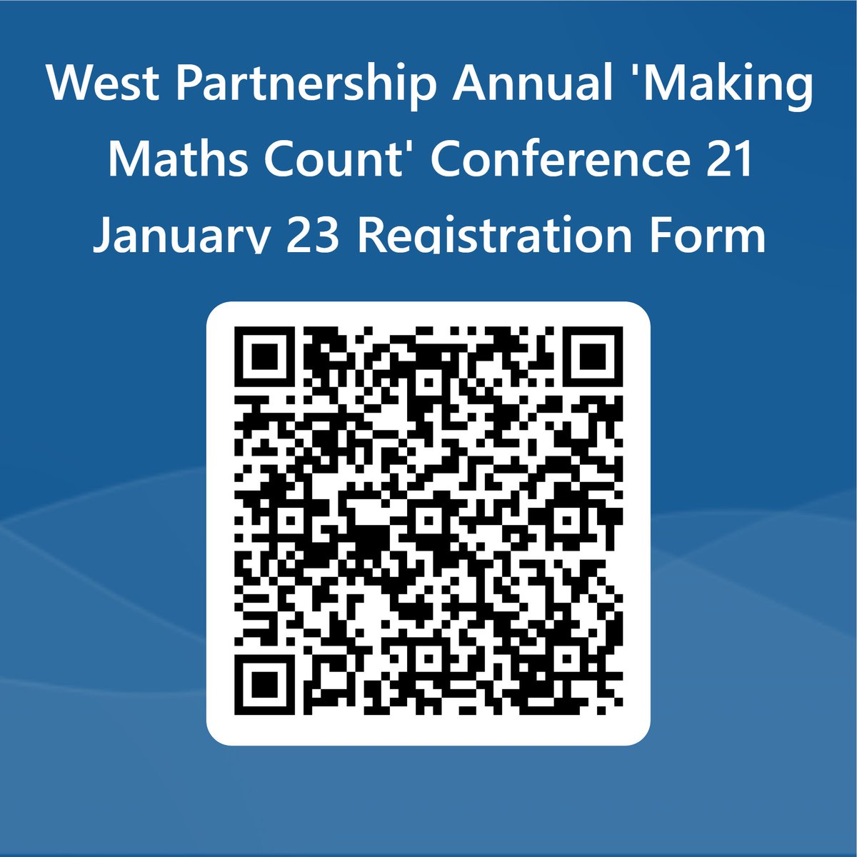 MathsWest's tweet photo. Are you a teacher in the West Partnership?
Do you want to be inspired by your colleagues in approaches in Numeracy and Mathematics?
Our annual conference takes place this session on 21st January 2023 vis MS Teams, with Keynote speech from Bobby Seagull. Sign up details below. https://t.co/2ocSEFreA5