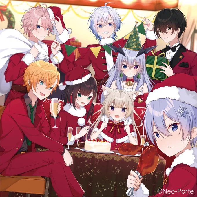 【お仕事告知】Neo-Porte() 0,1期生クリスマスグッズにて、タペストリーとボイスジャケットのイラストを担当いたしました。よろしくお願いします! 