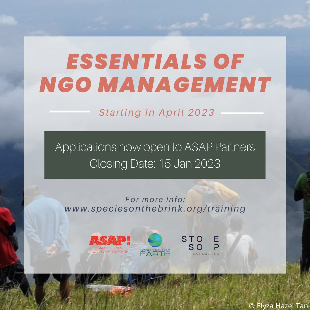 IUCN_ASAP's tweet photo. 📢We are thrilled to announce a new training and mentoring programme in collaboration with @SynchEarth and led by @stonesoupchat: 
“Essentials of NGO Management” will provide essential learning of 10 key topics that underpin the management of an NGO. https://t.co/fPXLkhTSxc