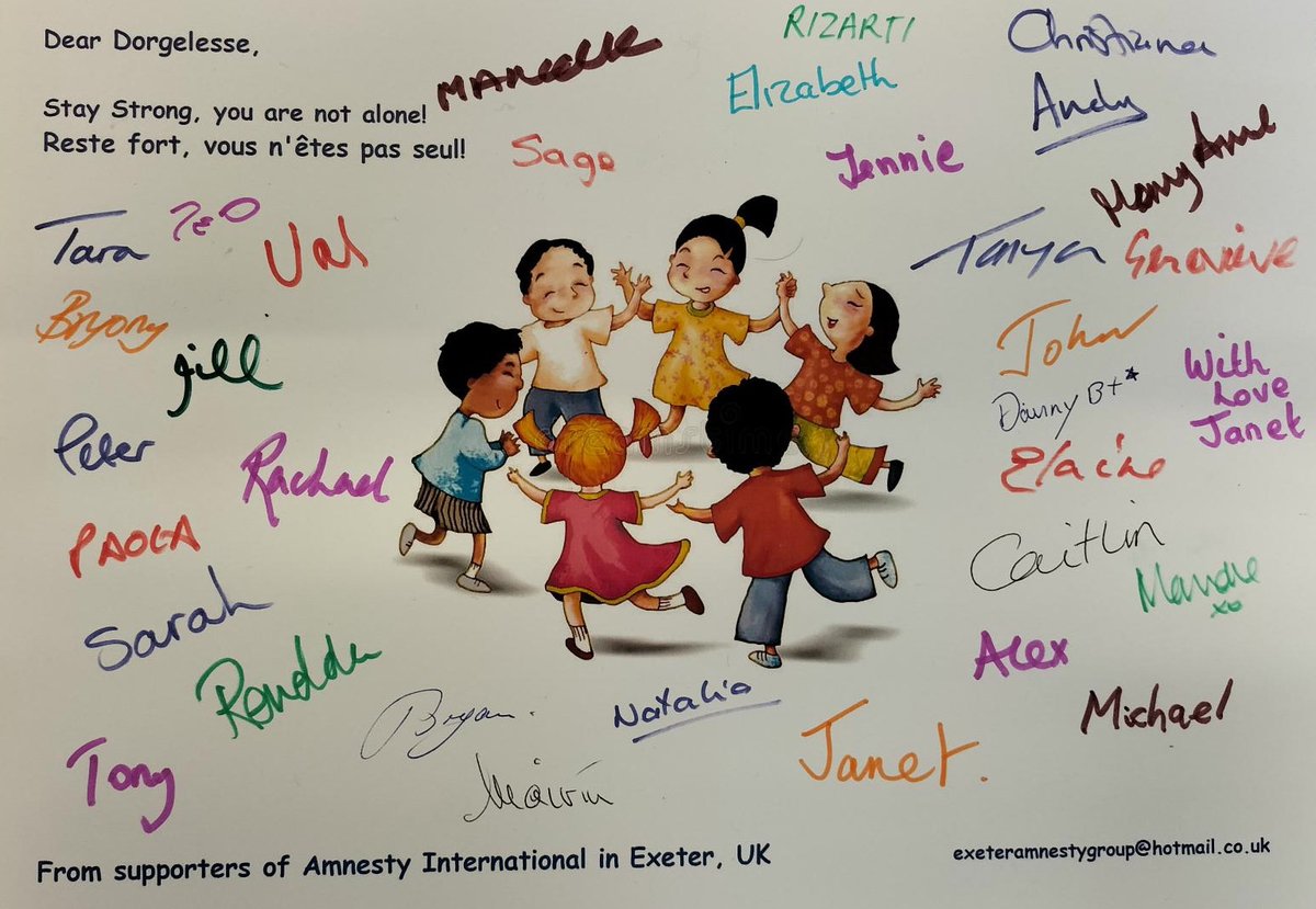 Sending love and support from Exeter, UK @dorgelessenguessan #exeteramnesty #WriteForRights #humanrights #freedorgelesse