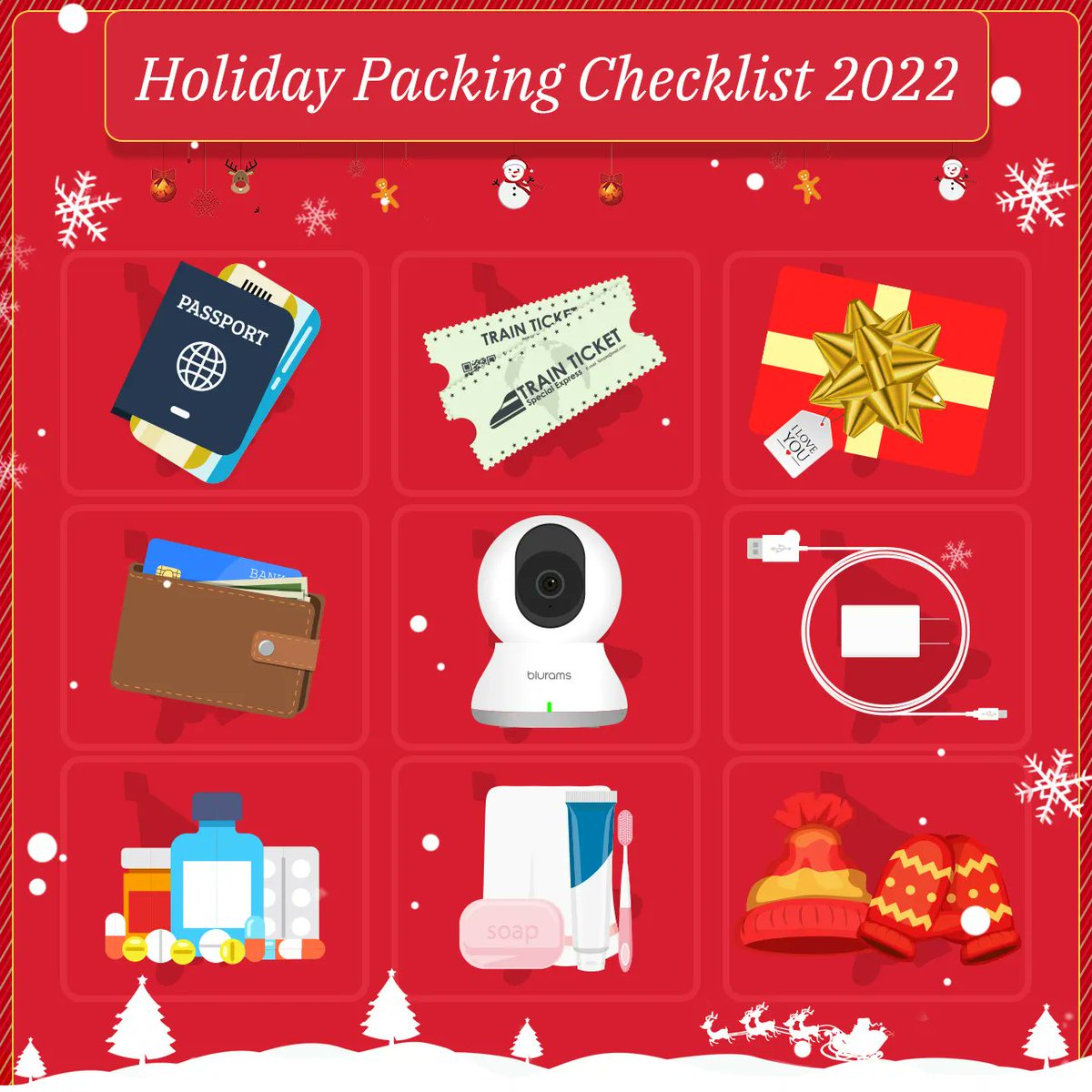 😃 Ready to start the holiday and spend Christmas with your family? 🎄 ❄️ 🧳 🚗 ✈️  
💪 Here's the essential holiday packing list you must have! ✔️ 

#blurams #checklist #musthave #holidayessentials  #Christmas2022 #happyholiday