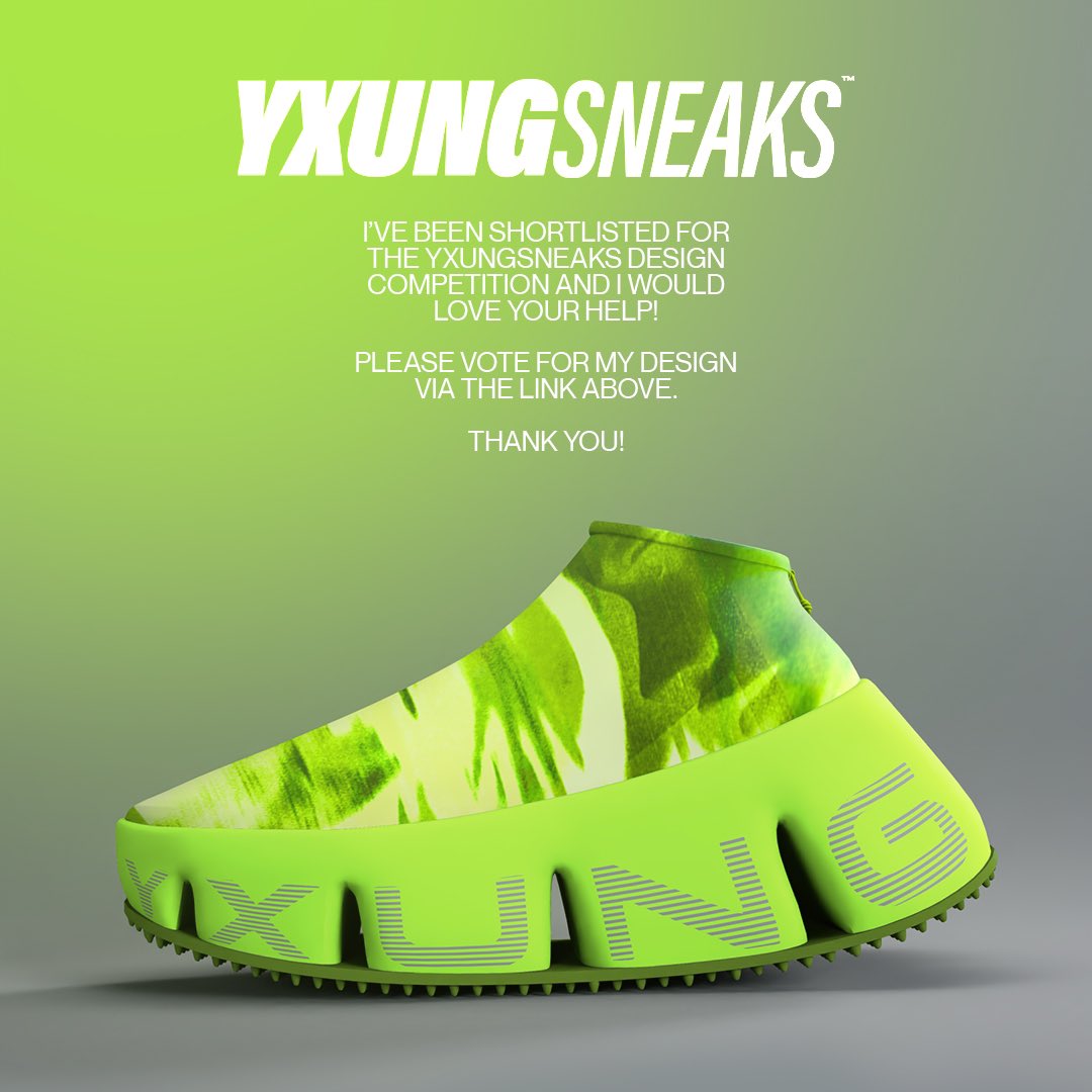 _wepz's tweet photo. I have been shortlisted as a finalist in the @YxungSneaks design comp! I would really appreciate if you can vote via the link here: https://t.co/FrlWtREdjO https://t.co/szZB35NbXw