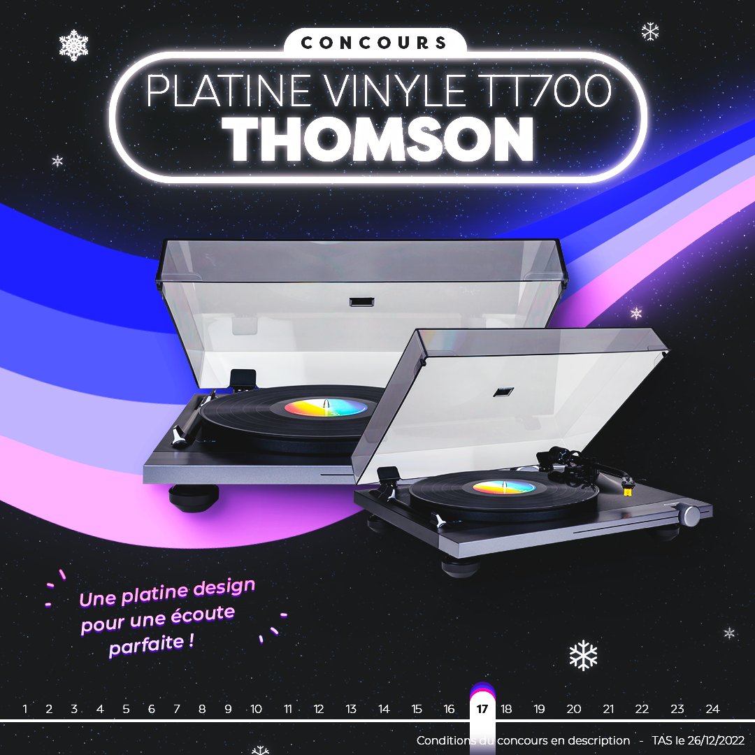 #CONCOURS JOUR 17 🎅
Gagnez une Platine vinyle TT700 🎁

Pour participer :
1️⃣ Tweet #FrandroidOffreMoi + Platine TT700
2️⃣ RT + Like 
3️⃣ Follow <a href="/Frandroid/">Frandroid</a> + <a href="/Thomson_FRA/">Thomson France</a>