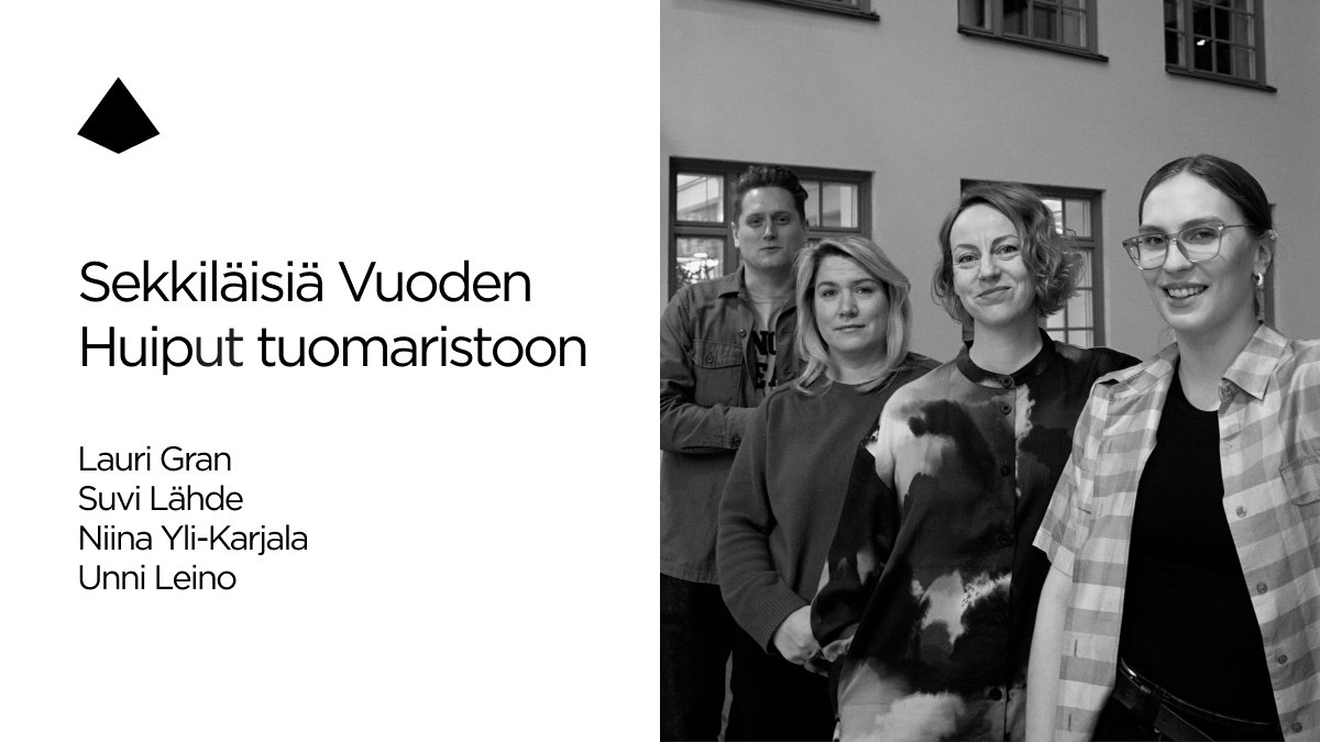 SekHelsinki's tweet photo. Vuoden Huiput 2022 -kilpailun tuomaristosta löytyy neljä sekkiläistä! 💎 Lauri Gran, Suvi Lähde, Niina Yli-Karjala sekä Unni Leino tuomaroivat vuoden luovimpia töitä neljässä eri kategoriassa. 

Lue lisää osoitteessa 👉https://t.co/vJDPquNgB3 
#VuodenHuiput @Grafiafi https://t.co/p6jiXfBnSK