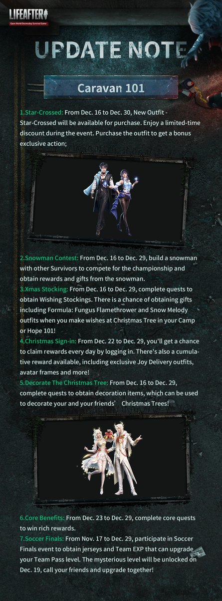 LifeAfter_en's tweet photo. #LifeAfter
#UpdateNote
Dear Survivors, This is Radio 101 transmitting across all AM frequencies, calling all survivors. To ensure a better game experience, we are performing an update on 12/16!
📌SEA & AU Server
8:00 -8:30 (UTC+8)
📌NA Server
16:30-17:00 (UTC+8) https://t.co/0mYCirN5tw