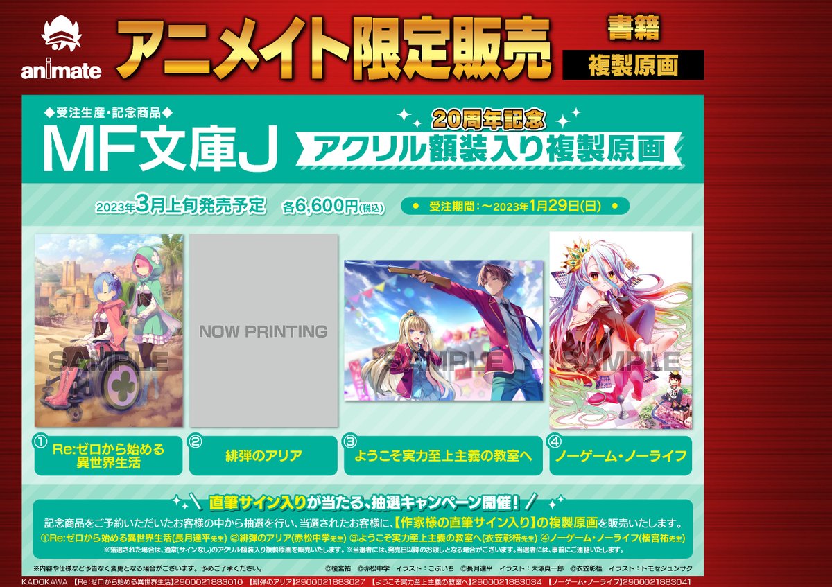 ノーゲーム ノーライフ アクリル額装入り複製原画 アニメグッズ