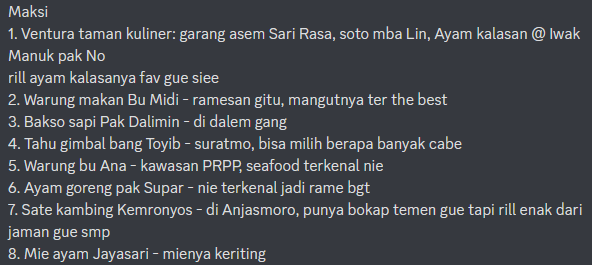 bukanunniv's tweet photo. Karena aku baik, aku bagi list rekomendasi makan di Semarang yang biasa aku kasi ke temen2ku, jajananya sih minimal coba pisang planet @S_AshelJKT48 https://t.co/MZLSK7tYdg