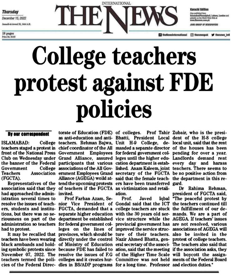 FGCTA_Colleges's tweet photo. College teachers stage protest in front of National Press Club against anti-education policies of Federal Directorate of Education (FGCTA) @MaryamNSharif @EduMinistryPK @RTanveerPMLN https://t.co/plWkBitZKb