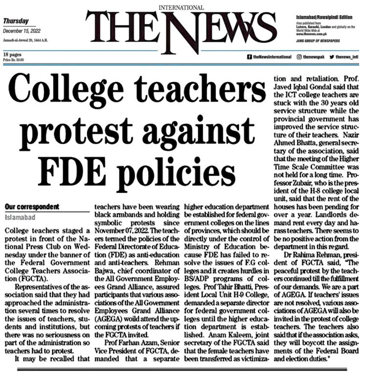 FGCTA_Colleges's tweet photo. College teachers stage protest in front of National Press Club against anti-education policies of Federal Directorate of Education (FGCTA) @MaryamNSharif @EduMinistryPK @RTanveerPMLN https://t.co/plWkBitZKb