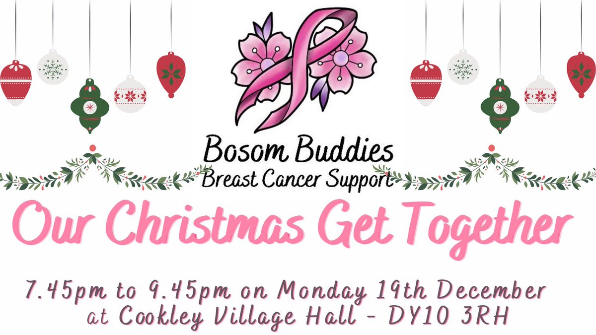 Bosom Buddies Breast Cancer Support Group (@bosombuddiesbcs) on Twitter photo Our final support group get together for 2022 takes place on Monday evening, from 7.45pm at <a href="/Cookley_Sports/">CookleySportsClub</a> ππ€Άπ
Donβt forget we also have a private <a href="/facebook/">Facebook</a> group (Bosom Buddies Breast Cancer Support) providing a safe place for advice and friendship π€
#WorcestershireHour Our final support group get together for 2022 takes place on Monday evening, from 7.45pm at <a href="/Cookley_Sports/">CookleySportsClub</a> ππ€Άπ
Donβt forget we also have a private <a href="/facebook/">Facebook</a> group (Bosom Buddies Breast Cancer Support) providing a safe place for advice and friendship π€
#WorcestershireHour
