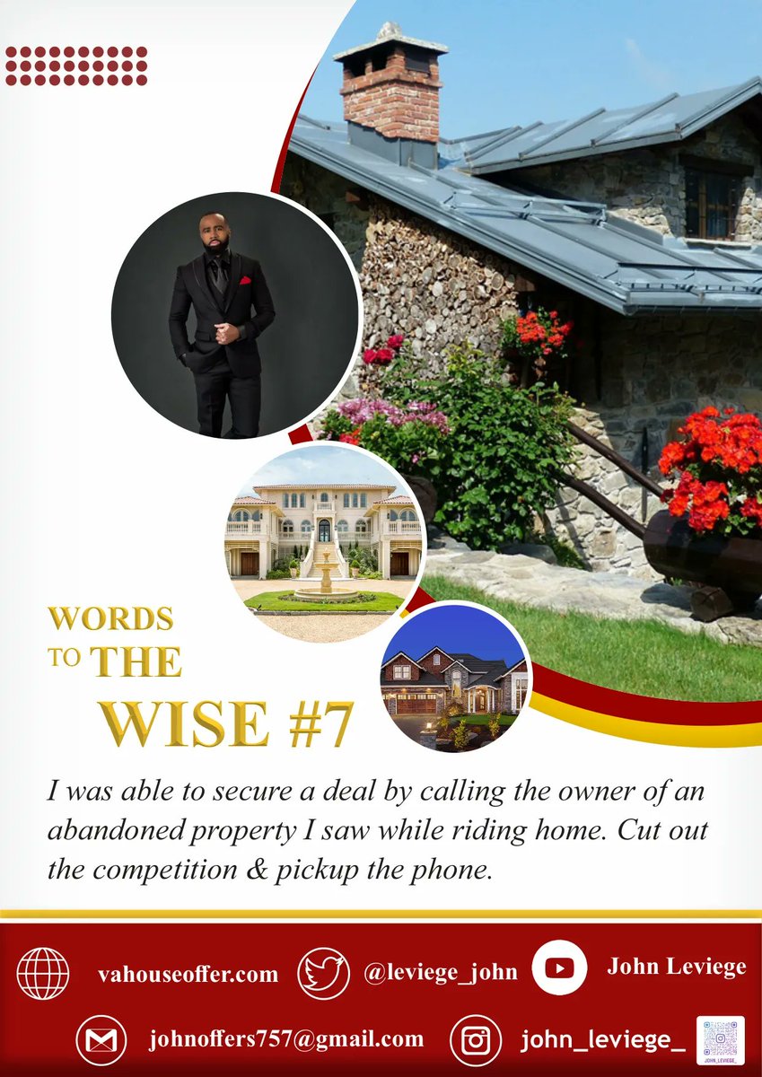 leviege_john's tweet image. Real Estate Tip: Cut out the competition and pick up  the phone!
I secured  a deal by calling the owner of an abandoned property I saw while riding home. 

Follow me for more real estate investor tips!
Contact me at johnoffere757@gmail.com  

#realestatetips #tipsforrealestate
