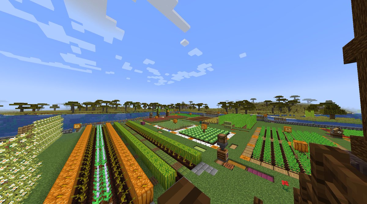 ComanHoliday's tweet photo. #Minecraft #マイクラ #FarmersDelightMod #NeapolitanMod　
そろそろ寝ます(=￣▽￣=)ﾉ
今日の最後の一枚は「西陵島・農場の収穫期」
では(*´ω`*)ﾉｼ ｵﾔｽｰ https://t.co/Biw002cW4N