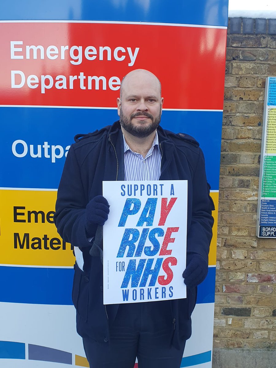 PhilipGlanville's tweet photo. Outside the @NHSHomerton today with union, community &amp; @HackneyNorthLab &amp; @SouthHackneyLab colleagues in solidarity with @theRCN nurses striking across the country. They didn't want to do this, but we are there with them in this fight &amp; for all those that work for &amp; need the NHS. https://t.co/zdFPGCtkq0