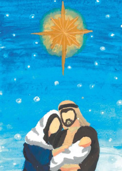 We want to congratulate our freshman, Natalee Hernandez, on winning our Christmas card competition. She created a beautiful card and it will be sent out as our official Holy Cross Christmas card. Congratulations Natalee! Beautifully done!