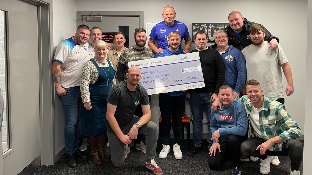 We want to say a massive thank you to <a href="/LadsFC_Hull/">LADS FC</a> who have raised almost £5,000 to help support our work across Hull and East Yorkshire. Thank you so much for your continued support!💙