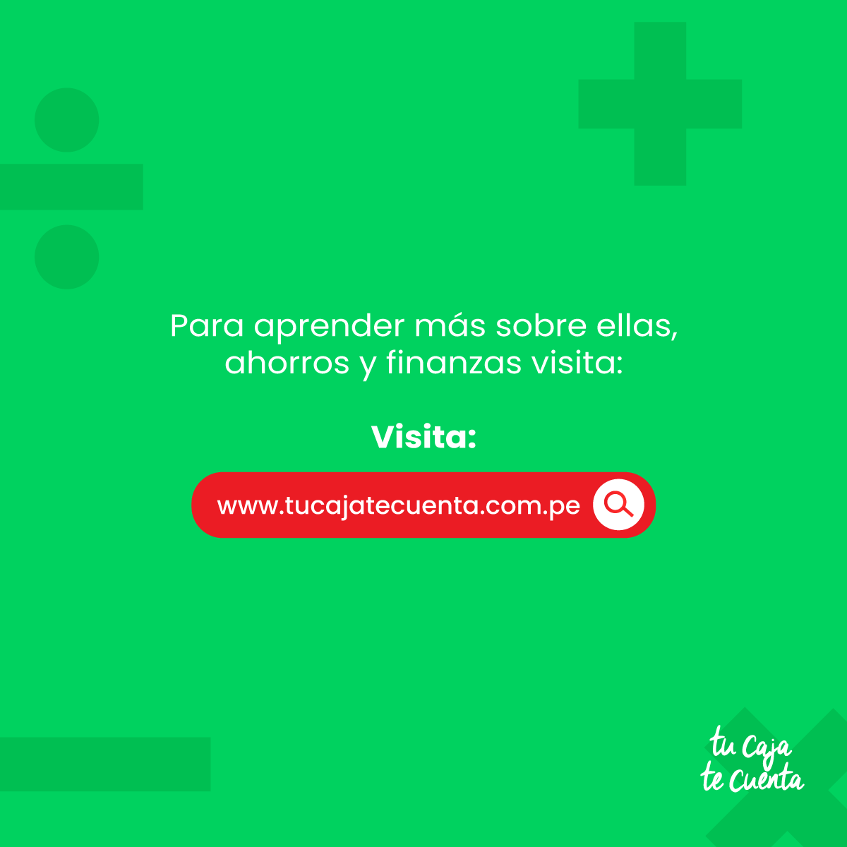 Tucajatecuenta's tweet image. Con nuestros cursos online gratuitos podrás esclarecer muchas dudas sobre tus finanzas personales. Visita tucajatecuenta.com.pe

#FEPCMAC #CMAC #Finanzas #inclusiónfinanciera #TCTC