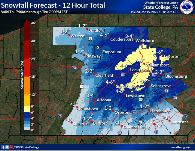 NWS State College on Twitter "Here is the latest forecast for snow and