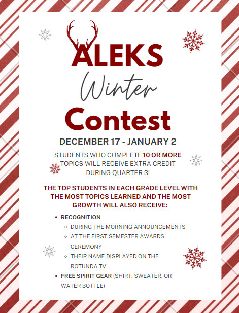 T-minus 2 days until the ALEKS #WinterBreak competition begins! <a href="/HarmonyEdu/">Harmony Public Schools</a> <a href="/DFWHarmony/">Harmony Public Schools North Texas</a>  <a href="/McGrawHillK12/">McGraw Hill PreK-12</a>