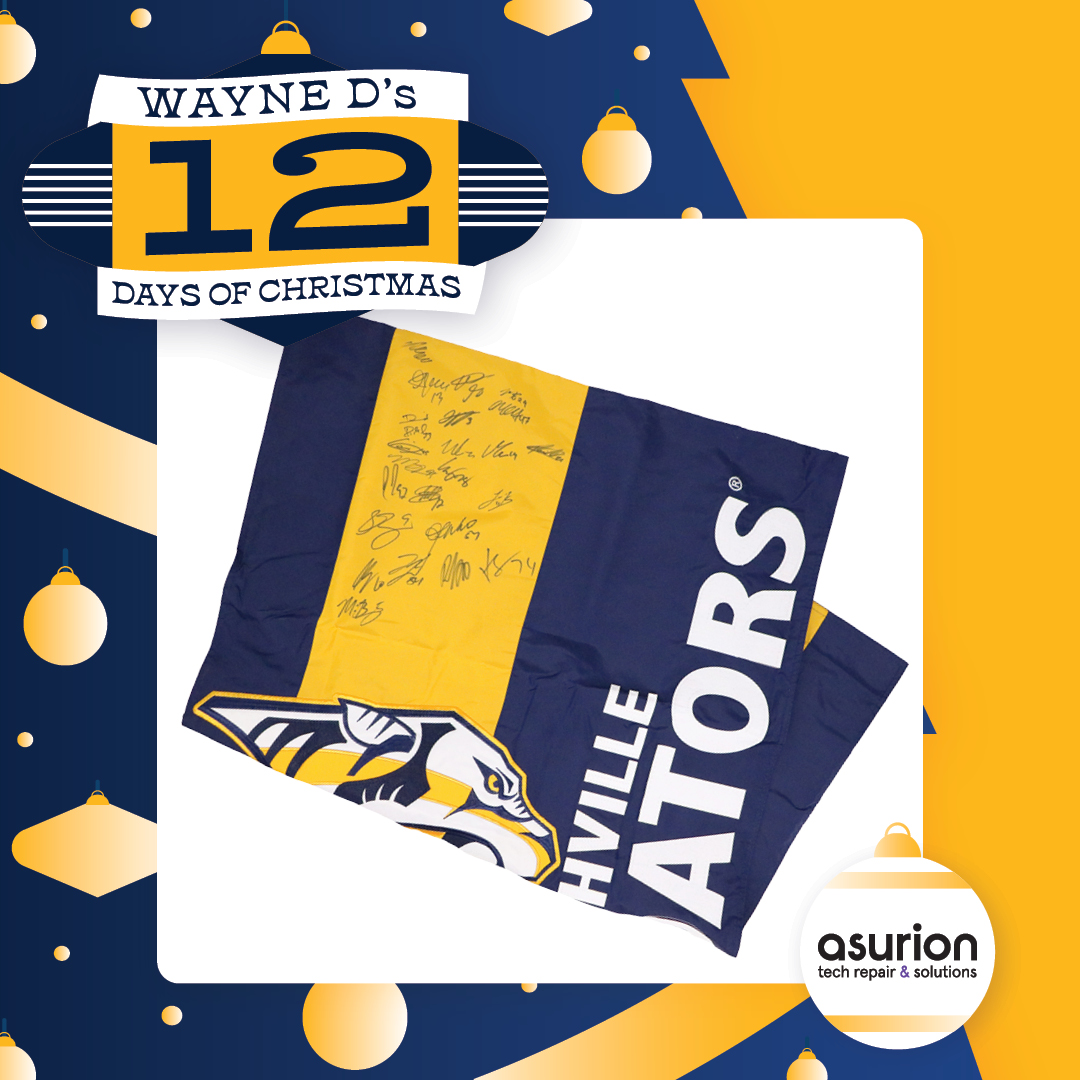PredsNHL's tweet image. It&apos;s Day 4 of @HesWayneD&apos;s 12 Days of Christmas and we&apos;re giving one lucky winner a team signed flag! To enter:

❄️ Follow us
❄️ Follow @Asurion 
❄️ RT this tweet

Rules -&amp;gt; bit.ly/3BqsYBJ