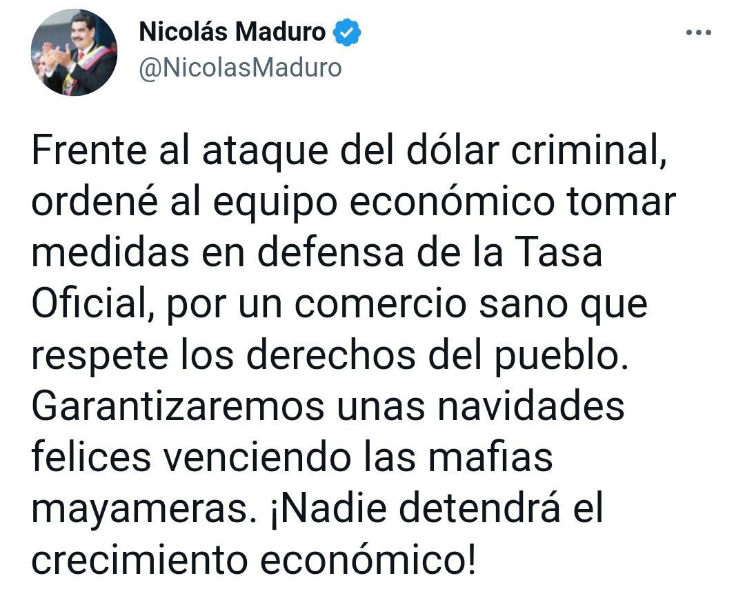 CarlosZambrano7's tweet photo. #ULTIMAHORA
Sr @NicolasMaduro el precio del #Dolar no lo fijan mafias mayameras lo fija el #BCV que está a tres cuadras de #Miraflores revisa la tasa oficial y ya pasó los #15Bs así que todos nos regimos por ese precio si usted lo baja a #5Bs la gente cobrará eso #Paro #Tachira https://t.co/g8GkmPlWur