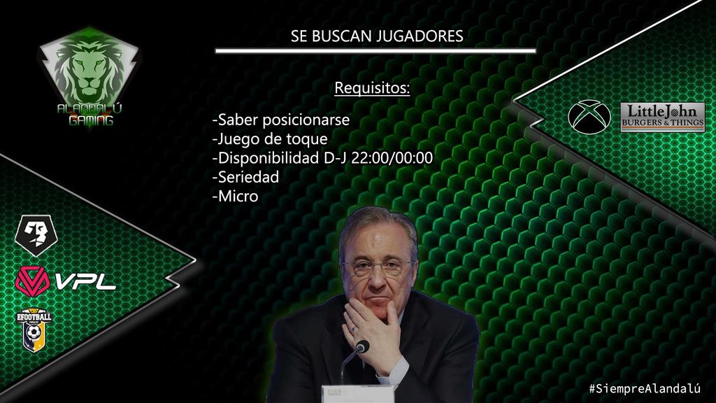 🚨 Buscamos jugadores de refuerzo en 
Xbox Series s/x 🚨

Posición:
🧤PT
🛡️DFC
⚙️MV
🏍️ CAR

Competiciones:

▶️ <a href="/VFOspain/">VFO España</a>
▶️ <a href="/VPLSpain/">VPL Spain</a>
▶️ <a href="/VPG_Spain/">Virtual Pro Gaming España</a>

Requisitos:
▶️Disponibilidad de domingo a jueves( 22:00 a 24:00)
▶️ Compromiso

<a href="/DanielGmezBar1/">Daanny Baró ⚽</a>