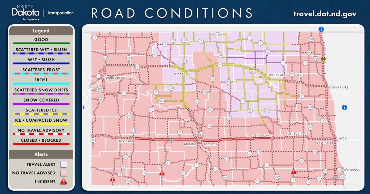 NDDOT on Twitter "No Travel is advised in the Grand Forks area, due to